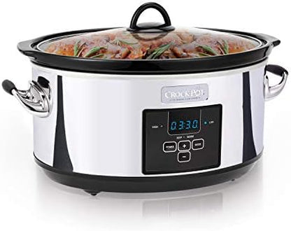 Crock-Pot 7 Quart Programmable Slow Cooker – Polished Platinum v5023 v5x1