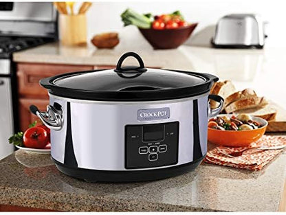 Crock-Pot 7 Quart Programmable Slow Cooker – Polished Platinum v5023 v5x1